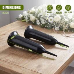 EONLION Set of 2 Grave Vases with Spikes Cemetery Flower Pots in Black - Size: 100 cm - thumbnail 2