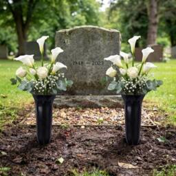 EONLION Set of 2 Grave Vases with Spikes Cemetery Flower Pots in Black - Size: 100 cm