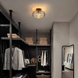 Goeco Ceiling Light Crystal, E27 Modern Ceiling Light with Glass Lampshade in Black - thumbnail 3