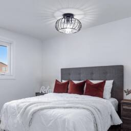 Goeco Ceiling Light Crystal, E27 Modern Ceiling Light with Glass Lampshade in Black - thumbnail 2