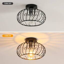 Goeco Ceiling Light Crystal, E27 Modern Ceiling Light with Glass Lampshade in Black - thumbnail 9