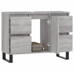 Berkfield Home Bathroom Cabinet Grey Sonoma 80x33x60 cm Engineered Wood - Size: 80 x 33 x 60 cm - thumbnail 3