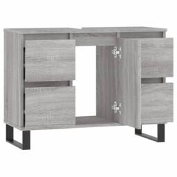 Berkfield Home Bathroom Cabinet Grey Sonoma 80x33x60 cm Engineered Wood - Size: 80 x 33 x 60 cm - thumbnail 4