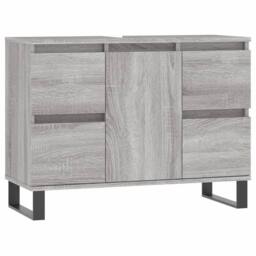 Berkfield Home Bathroom Cabinet Grey Sonoma 80x33x60 cm Engineered Wood - Size: 80 x 33 x 60 cm - thumbnail 2