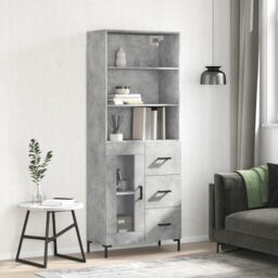 Berkfield Home Highboard Concrete Grey 69.5x34x180 cm Engineered Wood - thumbnail 1