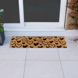 JVL Latex Coir Mat & Runner - Hearts in Brown - Size: 40 cm x 120 cm - thumbnail 6