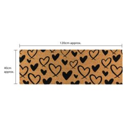JVL Latex Coir Mat & Runner - Hearts in Brown - Size: 40 cm x 120 cm - thumbnail 8