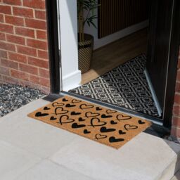 JVL Latex Coir Mat & Runner - Hearts in Brown - Size: 40 cm x 120 cm - thumbnail 7