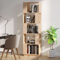 Berkfield Home Book Cabinet/Room Divider 51x25x163.5 cm Solid Wood Pine in Brown - thumbnail 3