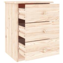 Berkfield Home Beautiful Bedside Cabinet ALTA 41x35x55 cm Solid Wood Pine in Light Brown - Size: 41 x 35 x 55 cm - thumbnail 4