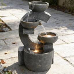 FLAVORA 4 Tiers Water Feature LED Cascading Fountain in Grey - Size: 0.6m2 - thumbnail 6