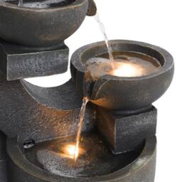 FLAVORA 4 Tiers Water Feature LED Cascading Fountain in Grey - Size: 0.6m2 - thumbnail 5