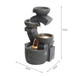 FLAVORA 4 Tiers Water Feature LED Cascading Fountain in Grey - Size: 0.6m2 - thumbnail 2