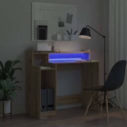 Berkfield Home Modern Desk with Desk Lamps with Shelf with Storage Artisan oak E in Brown - thumbnail 6