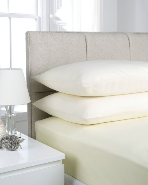 Smart Living Polycotton Bed Linen Luxury Bedsheet or Pillowcase Non Iron in Cream - Size: King Fitted - image 1