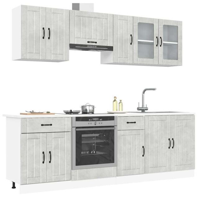Berkfield Home 8 Piece Kitchen Cabinet Set Kalmar Concrete Grey Engineered Wood - image 1
