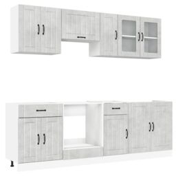 Berkfield Home 8 Piece Kitchen Cabinet Set Kalmar Concrete Grey Engineered Wood - thumbnail 5