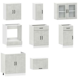 Berkfield Home 8 Piece Kitchen Cabinet Set Kalmar Concrete Grey Engineered Wood - thumbnail 4