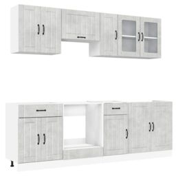 Berkfield Home 8 Piece Kitchen Cabinet Set Kalmar Concrete Grey Engineered Wood - thumbnail 2