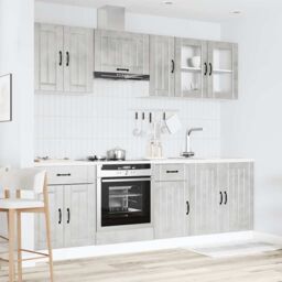 Berkfield Home 8 Piece Kitchen Cabinet Set Kalmar Concrete Grey Engineered Wood - thumbnail 3