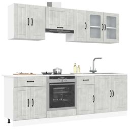 Berkfield Home 8 Piece Kitchen Cabinet Set Kalmar Concrete Grey Engineered Wood - thumbnail 1