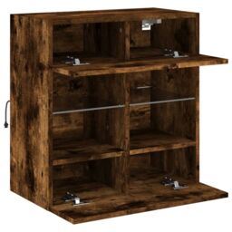 Berkfield Home TV Wall Cabinet with LED Lights Smoked Oak 58.5x30x60.5 cm in Brown - thumbnail 8