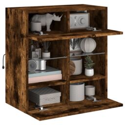 Berkfield Home TV Wall Cabinet with LED Lights Smoked Oak 58.5x30x60.5 cm in Brown - thumbnail 6