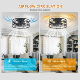 Garwarm Ceiling Light Fan with Remote Control 50cm Metal Fan for Bedroom Flush Mount Modern Decor Light Fan E27 Lamps Black 4 Light - thumbnail 6