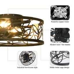 Garwarm Ceiling Light Fan with Remote Control 50cm Metal Fan for Bedroom Flush Mount Modern Decor Light Fan E27 Lamps Black 4 Light - thumbnail 5