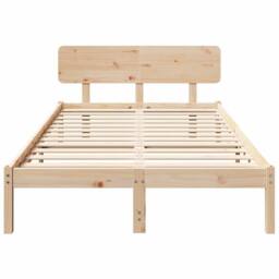 Berkfield Home Traditional Bed Frame with Headboard 120x190 cm Solid Pine Wood in Beige - thumbnail 5