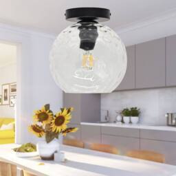 First Choice Lighting Set of 2 Barnum - Clear Dimple Glass Globe Black Ceiling Lights - thumbnail 5