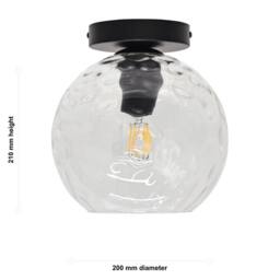 First Choice Lighting Set of 2 Barnum - Clear Dimple Glass Globe Black Ceiling Lights - thumbnail 6