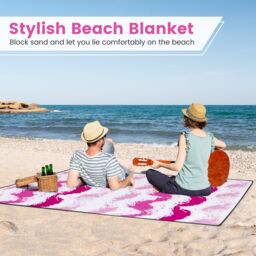 Costway 4 Pieces Beach Umbrella Set Portable Parasol w/2 Foldable Chairs in Pink - thumbnail 6
