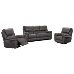 Furnishings For Less UK Boston Grey Fabric Large 3 Piece Sofa Suite Manual Reclining Armchairs + Static 3 Seater Seater Sofa - thumbnail 2