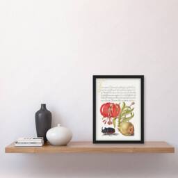 Artery8 Model Book of Calligraphy Framed Wall Art Turks Cap Lily Fig & Beetle in White - Size: A4 - thumbnail 2