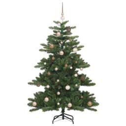 Berkfield Home Artificial Hinged Christmas Tree with 150 LEDs 150 cm PVC in Green - thumbnail 4
