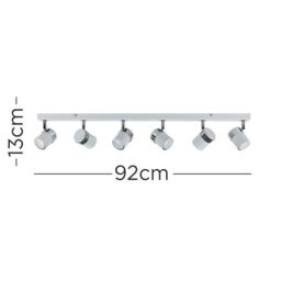 ValueLights Rosie Spotlight 6 Way White Ceiling Bar Spotlight - thumbnail 4