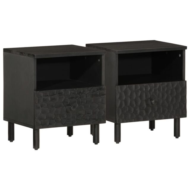 Berkfield Home Bedside Cabinets 2 pcs Black 40x33x46 cm Solid Wood Mango - Size: 40 x 33 x 46 cm - image 1