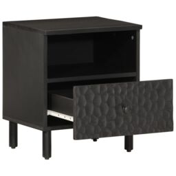 Berkfield Home Bedside Cabinets 2 pcs Black 40x33x46 cm Solid Wood Mango - Size: 40 x 33 x 46 cm - thumbnail 3