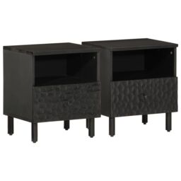 Berkfield Home Bedside Cabinets 2 pcs Black 40x33x46 cm Solid Wood Mango - Size: 40 x 33 x 46 cm - thumbnail 1