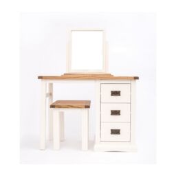 Cabinet Bits Cosenza 3 Drawer Dressing Table Set Brass Drop Handle in Off-White - thumbnail 1