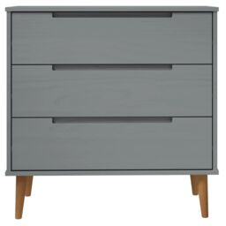 Berkfield Home Drawer Cabinet MOLDE Grey 80x40x80 cm Solid Wood Pine - Size: 80 x 40 x 80 cm - thumbnail 4