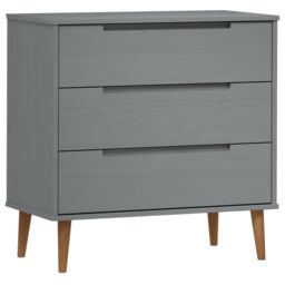 Berkfield Home Drawer Cabinet MOLDE Grey 80x40x80 cm Solid Wood Pine - Size: 80 x 40 x 80 cm - thumbnail 2