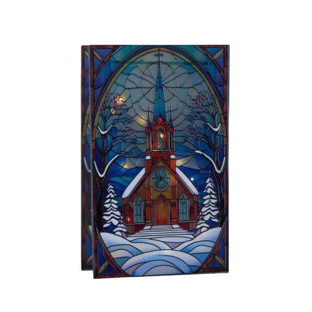 Samuel Alexander 21cm Double Sided Stained Glass Victorian Church Decoration with LEDs - image 1