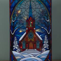 Samuel Alexander 21cm Double Sided Stained Glass Victorian Church Decoration with LEDs - thumbnail 4