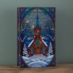 Samuel Alexander 21cm Double Sided Stained Glass Victorian Church Decoration with LEDs - thumbnail 2