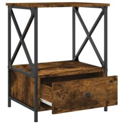 Berkfield Home Bedside Table Smoked Oak 50x41x65 cm Engineered Wood in Brown - Size: 50 x 41 x 65 cm - thumbnail 6