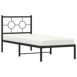 Berkfield Home Metal Bed Frame without Mattress with Headboard Black 80x200cm - Size: 80x200 cm - thumbnail 4