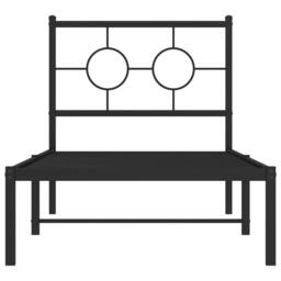 Berkfield Home Metal Bed Frame without Mattress with Headboard Black 80x200cm - Size: 80x200 cm - thumbnail 5