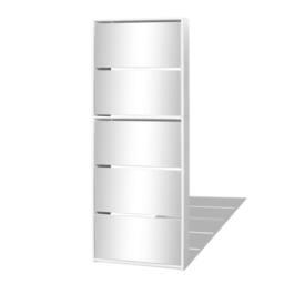 Berkfield Home Shoe Cabinet 5-Layer Mirror White 63x17x169.5 cm - thumbnail 1